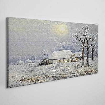 Obraz canvas Zimná krajina s domom