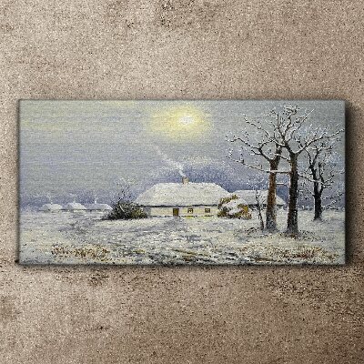 Obraz canvas Zimná krajina s domom
