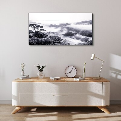 Obraz canvas Zahmlená horská panoráma