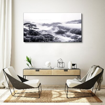 Obraz canvas Zahmlená horská panoráma