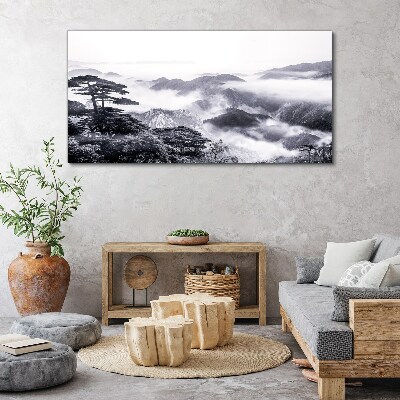Obraz canvas Zahmlená horská panoráma