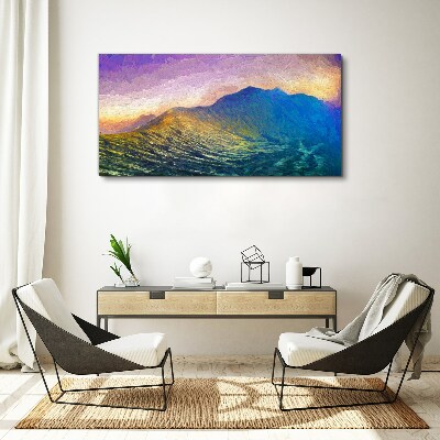 Obraz canvas Vlny v zapadajúcom slnku
