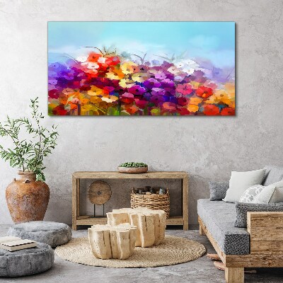 Obraz Canvas Farebná kvetinová krajina na jar