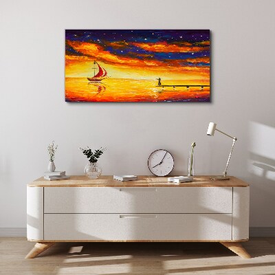 Obraz canvas Západ slnka nad morom