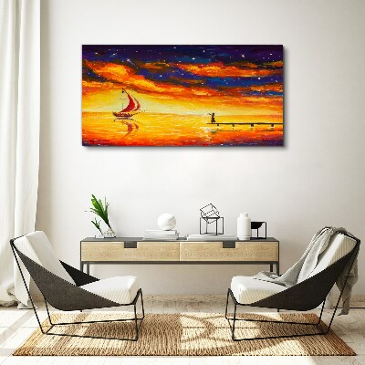 Obraz canvas Západ slnka nad morom