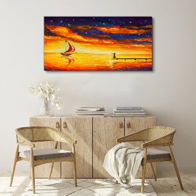 Obraz canvas Západ slnka nad morom
