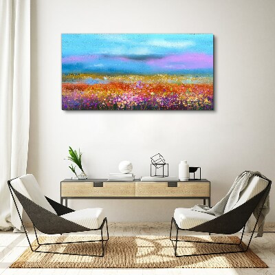Obraz Canvas Kvetinová krajina v pastelových farbách