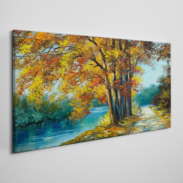 Obraz canvas Jesenná alej pri rieke