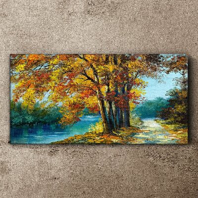 Obraz canvas Jesenná alej pri rieke