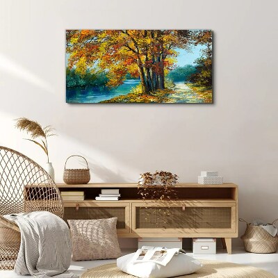Obraz canvas Jesenná alej pri rieke