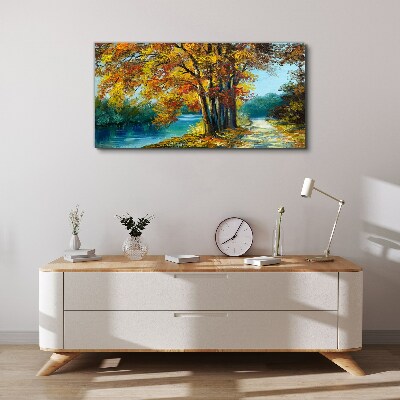 Obraz canvas Jesenná alej pri rieke