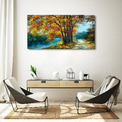 Obraz canvas Jesenná alej pri rieke