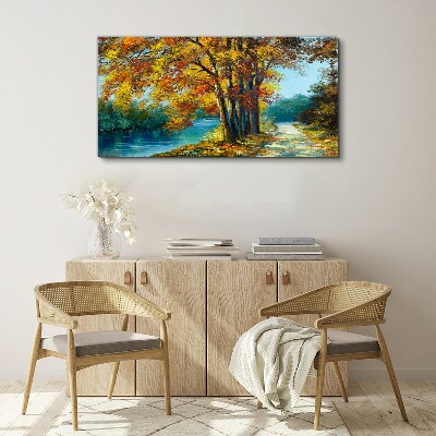 Obraz canvas Jesenná alej pri rieke