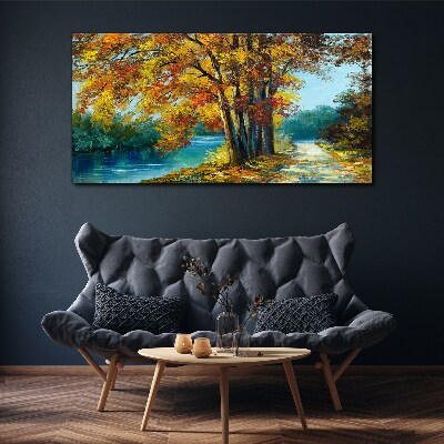 Obraz canvas Lesné rieka strom lístia