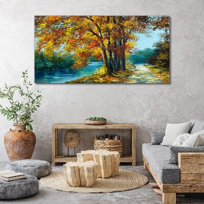 Obraz canvas Lesné rieka strom lístia