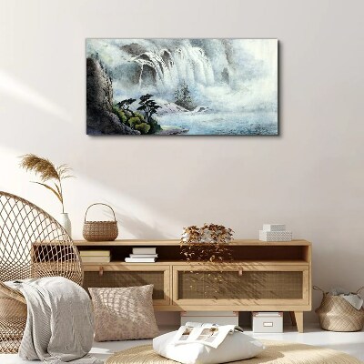 Obraz canvas Rieka vodné vodopád stromy