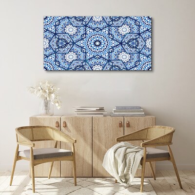 Obraz canvas Geometrické vzory v odtieňoch modrej