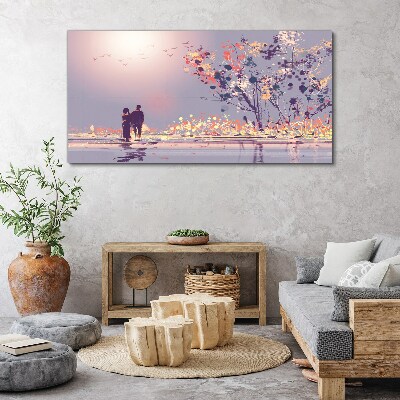 Obraz Canvas Romantická prechádzka pri západe slnka
