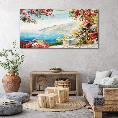 Obraz Canvas Letná prímorská krajina s kvetmi