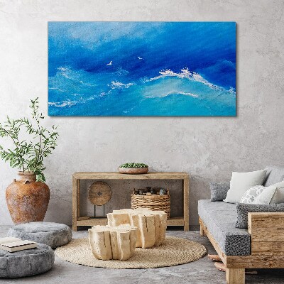 Obraz canvas Morské vlny vtáky obloha