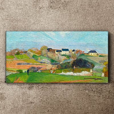 Obraz Canvas Krajina s domami a človekom