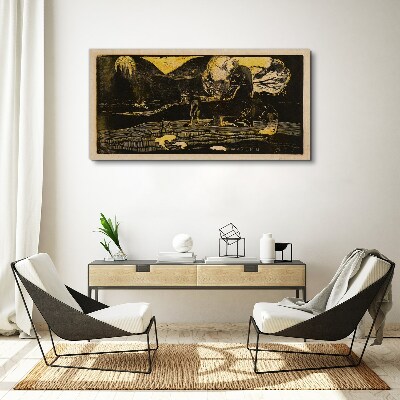 Obraz Canvas Zlaté krajinky a tajomné postavy