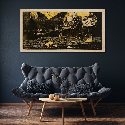 Obraz Canvas Zlaté krajinky a tajomné postavy