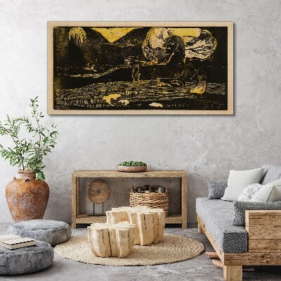 Obraz Canvas Zlaté krajinky a tajomné postavy