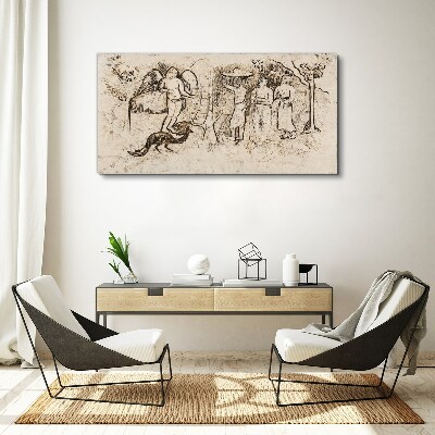 Obraz Canvas Mytologické scény s anjelom a zvieratami