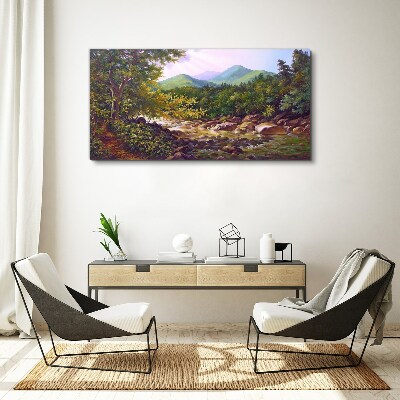 Obraz canvas Las River Stones Mountains