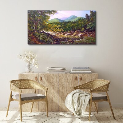 Obraz canvas Las River Stones Mountains