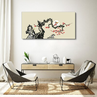 Obraz canvas Kvetinová scéna s vtákom