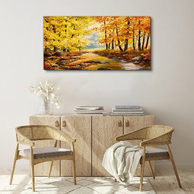 Obraz Canvas Jesenné lesné maľba