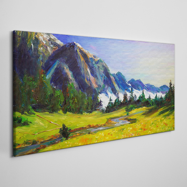 Obraz canvas Horská krajina v jarných farbách