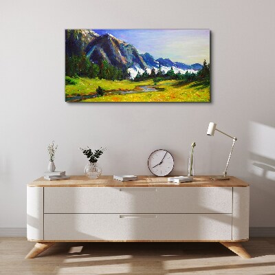 Obraz canvas Horská krajina v jarných farbách