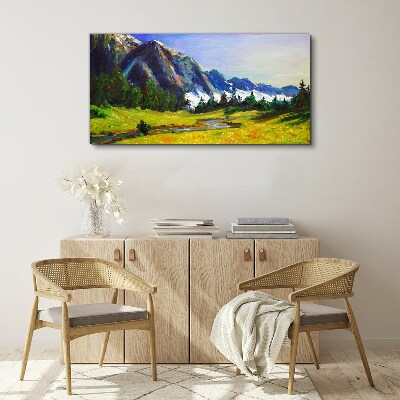 Obraz canvas Horská krajina v jarných farbách