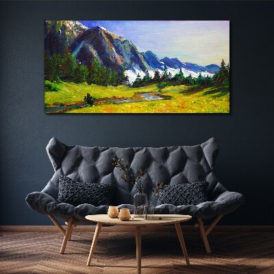 Obraz canvas Horská krajina v jarných farbách