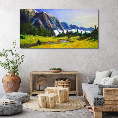 Obraz canvas Horská krajina v jarných farbách