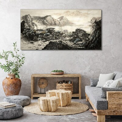 Obraz Canvas Hmlisté horské údolie