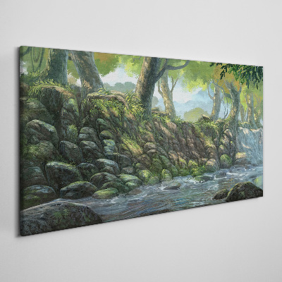 Obraz canvas Zelený kútik s vodopádom