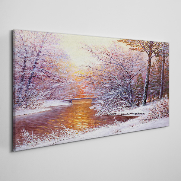 Obraz Canvas Zimná krajina s riekou