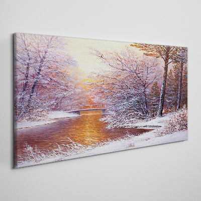 Obraz Canvas Zimná krajina s riekou
