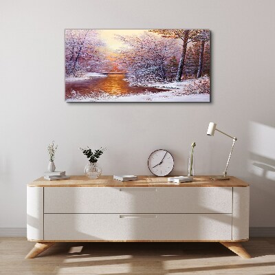 Obraz Canvas Zimná krajina s riekou