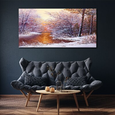 Obraz Canvas Zimná krajina s riekou