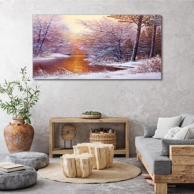 Obraz Canvas Zimná krajina s riekou