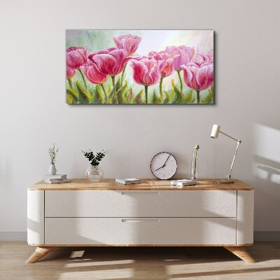 Obraz canvas Ružové tulipány v jarnej žiare
