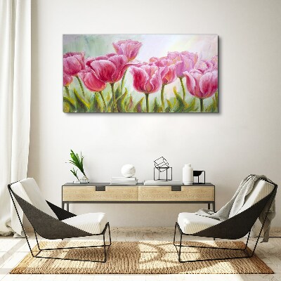 Obraz canvas Ružové tulipány v jarnej žiare