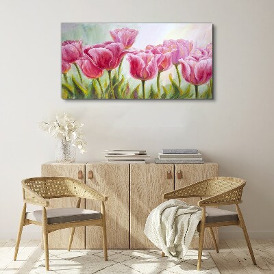 Obraz canvas Ružové tulipány v jarnej žiare