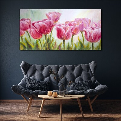 Obraz canvas Ružové tulipány v jarnej žiare