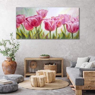 Obraz canvas Ružové tulipány v jarnej žiare